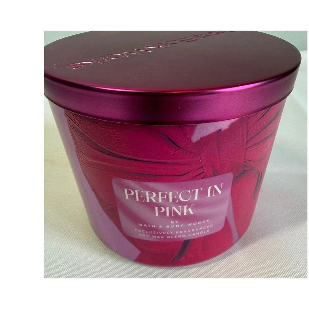 NEW Bath & Body Works Perfect In Pink Pink Cherry Almond 3 Wick 14.5oz